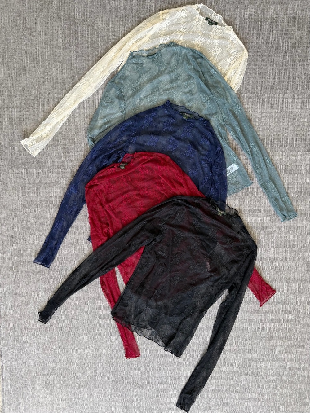 5Pc Wild Fable Sheer Lace Mesh Tops Y2K Goth Coquette Assorted Colors Small